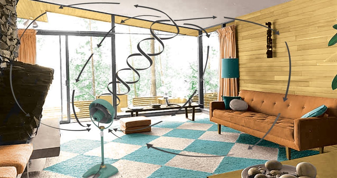 Vornado VFAN™ Sr. Pedestal Vintage Fan Retro Metal Standing Air Circulator for Cooling & Decor 3 Speeds, Adjustable Tilt Green