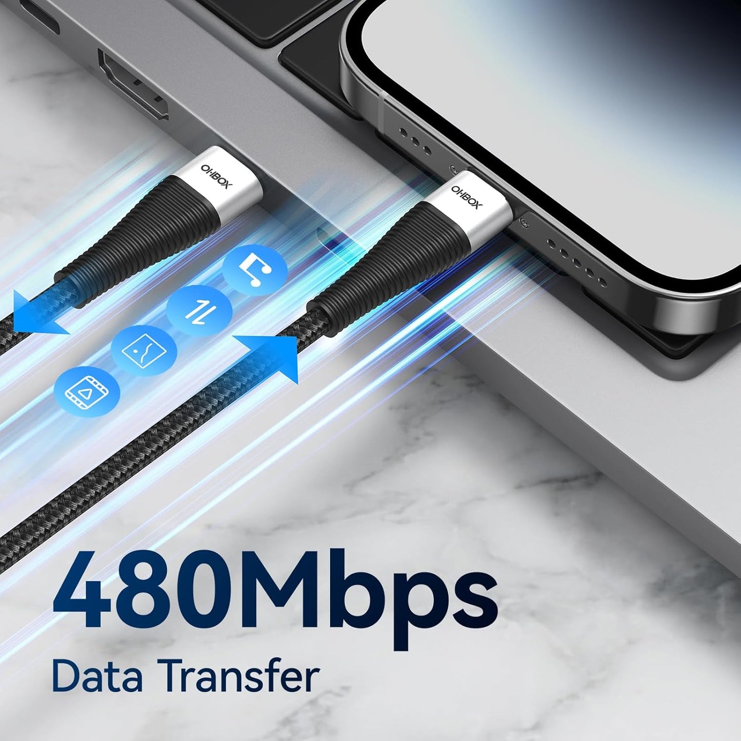 Extra Long USB C to USB C Cable 15FT 100W, USB C Charger Cable Fast Charging Cord Braided, Type C Cable for iPhone 16 15/15Plus/15Pro/Max, MacBook Pro/Air, iPad Pro/Air/Mini,Samsung,Pixel,Laptop