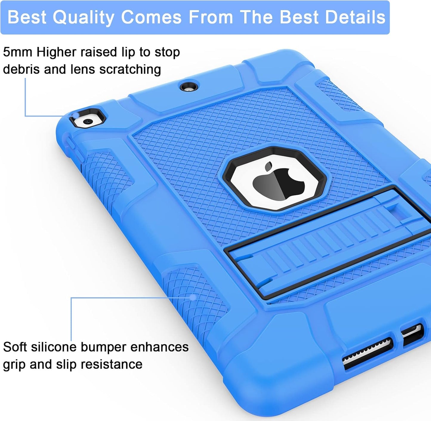 Rantice iPad 9th Generation Case, iPad 8th Generation Case, iPad 7th Generation Case, Hybrid Shockproof Rugged Drop Protection Cover with Kickstand for iPad 10.2'' (Blue+Black)