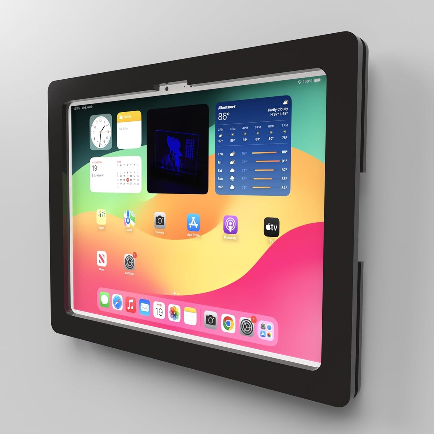 TABcare Anti-Theft Acrylic VESA Enclosure for Apple iPad Pro 13" 2024 with Free Wall Mount Kit & 90-Degree Angle USB C Cable (iPad Pro 13" 2024, Black)