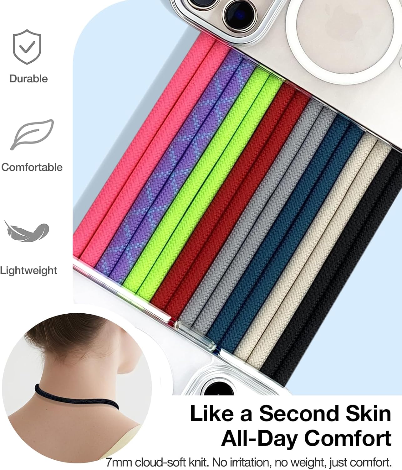 Phone Lanyard Crossbody, 3-in-1 Neck Strap& Wrist Strap, Adjustable Anti-Theft Lanyard with 2 Phone Tether Tabs, Universal Cell Phone Strap for iPhone& Android Case, Travel Essential, Black