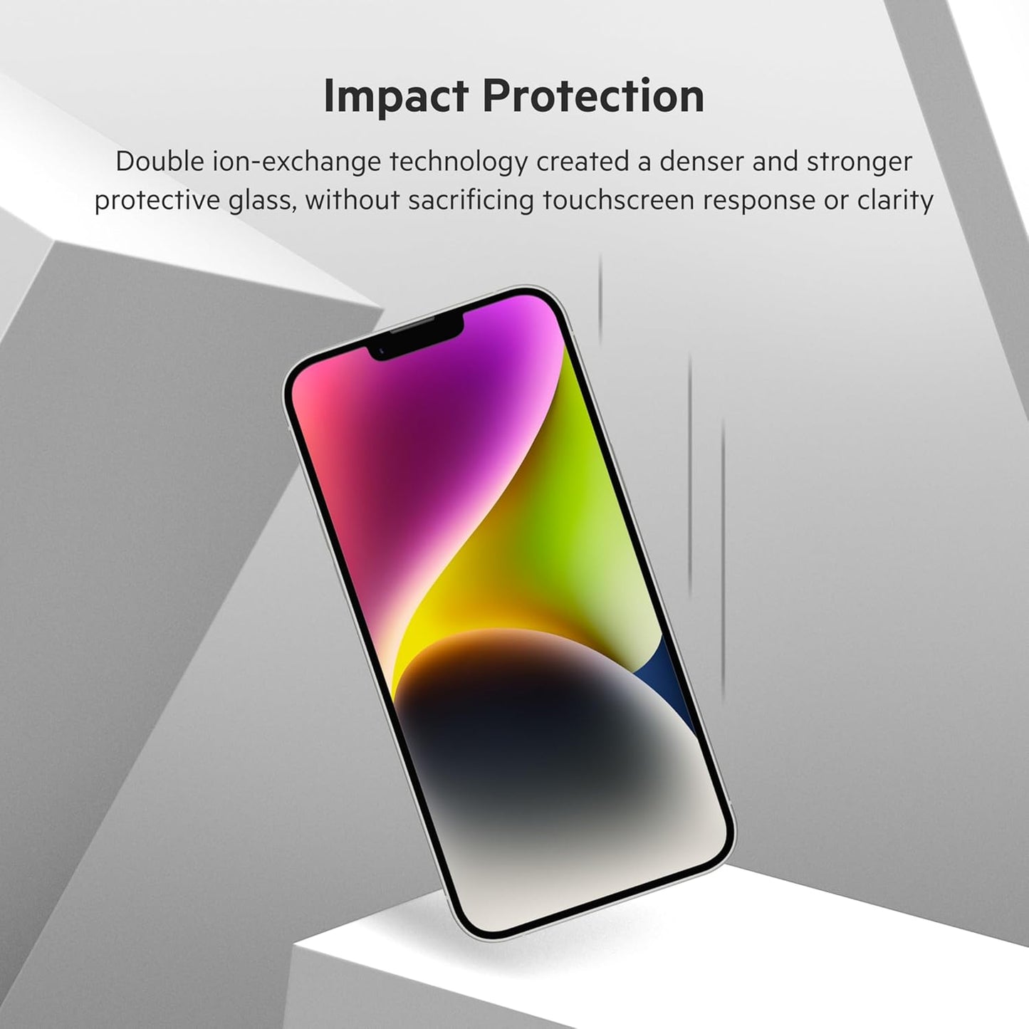 Belkin UltraGlass iPhone 14 Plus, iPhone 13 Pro Max Screen Protector - Easy Application with Installation Guide Tray - Crystal Clear Tempered Glass Screen Protector with AntiMicrobial-Treated Display