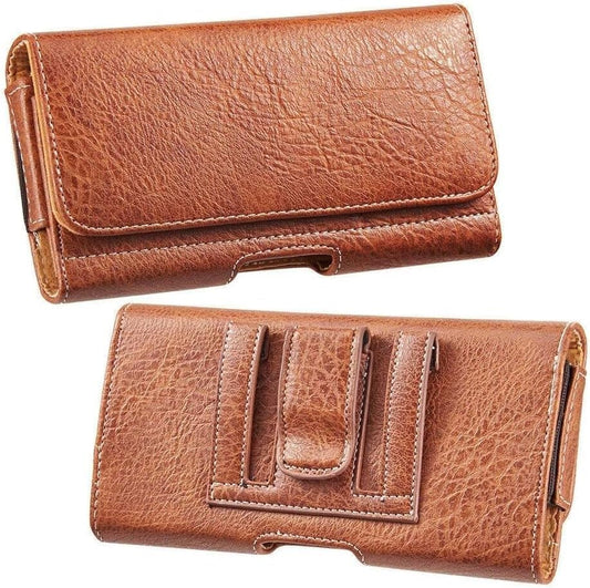 Galaxy Wireless USA for for Samsung Galaxy S25 S24 Ultra, S25 S24 Plus/S23 fe Holster Brown Leather Carrying Cell Phone Holder Belt Clip Holster Case Pouch for iPhone 13 14 15 16 Pro Max 14 15 16 Plus