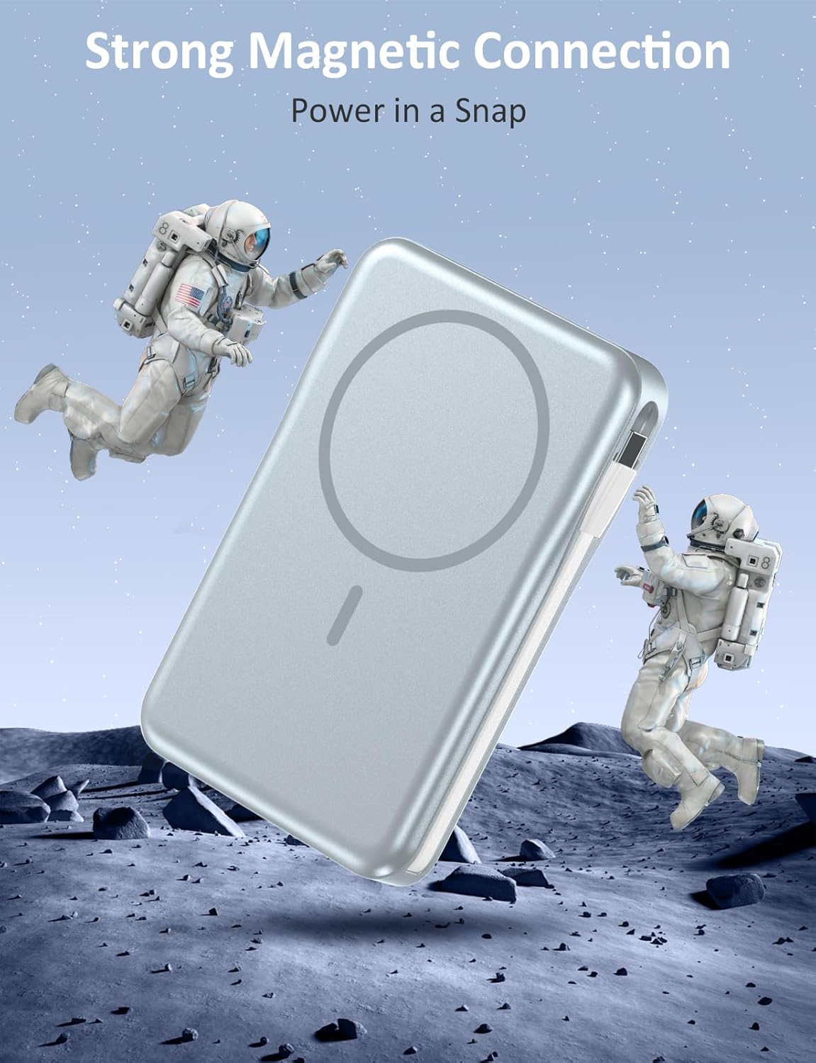 Magnetic Portable Charger, 10000mAh Power Bank, 5 in 1 Portable Charger with Built in Cable, 20W Fast Charging for Magsafe Battery Pack Compatible with iPhone 16/15/14/13 Pro/Pro Max, Samsung Series