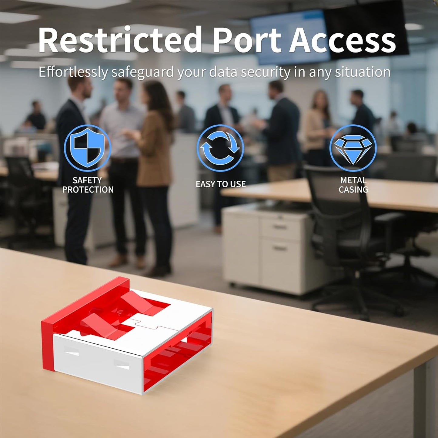 24PCS USB Metal Port Lock Blocker with 2 Keys - Secure USB-A Port Protector for PC/Laptop, Anti-Theft Data Security Lock, Dust & Moisture Proof Cover, Removable Type-A Connector Red