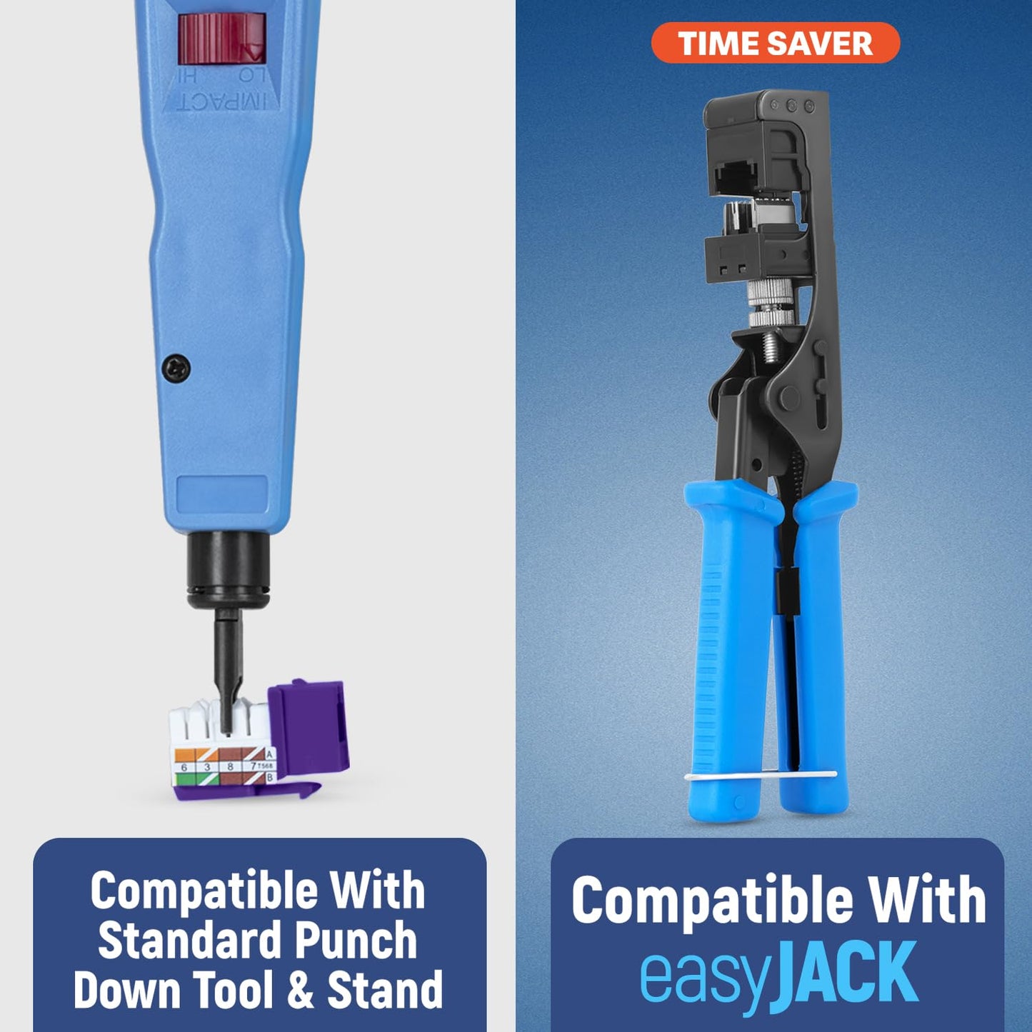 Everest 90° Angled RJ45 Cat6 Keystone Jacks 20-Pack in Purple - Slim Profile Female RJ45 Connectors - Cat 6 Keystone Jack - Compatible with 90° Angled Speed Termination Tool - easyJACK (B094WB91H3)