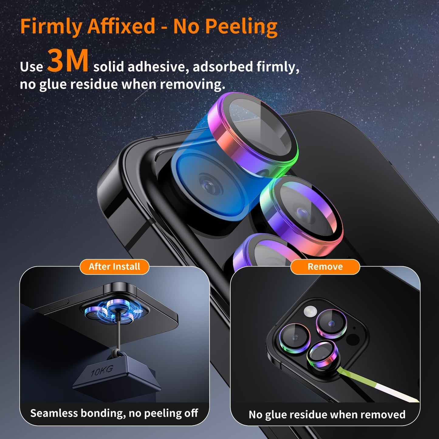 Hoerrye for iPhone 15 Pro Max/iPhone 15 Pro Camera Lens Protector [3+1] [Keep Lens Original Design] 9H Tempered Glass Camera Cover Screen Protector,Colorful Titanium
