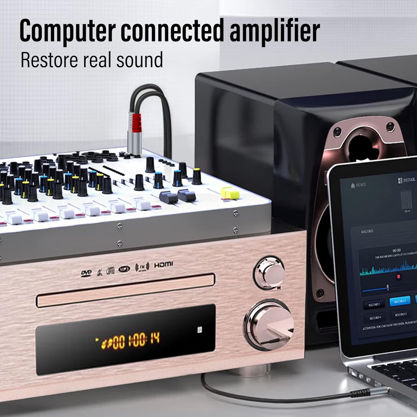 RCA to 3.5mm AUX Cable, (1M/3.3Feet) 3.5mm 1/8 to RCA 2-Male Headphone Jack Adapter Y Splitter Premium Stereo Audio Cord for Smartphones, Tablets, HDTV,or MP3 Players, Speakers