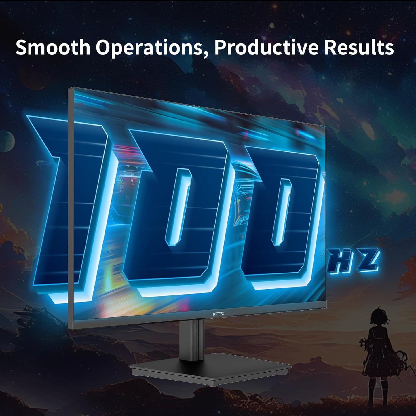 KTC 24 Inch QHD 100Hz Computer Monitor IPS 2K, 1300:1 Contrast, Anti-Blue Light Screen, 122% sRGB, FreeSync & G-Sync Compatible, HDMI2.0 & Display Port 1.4, PC Monitor for Gaming Office Work H24T27