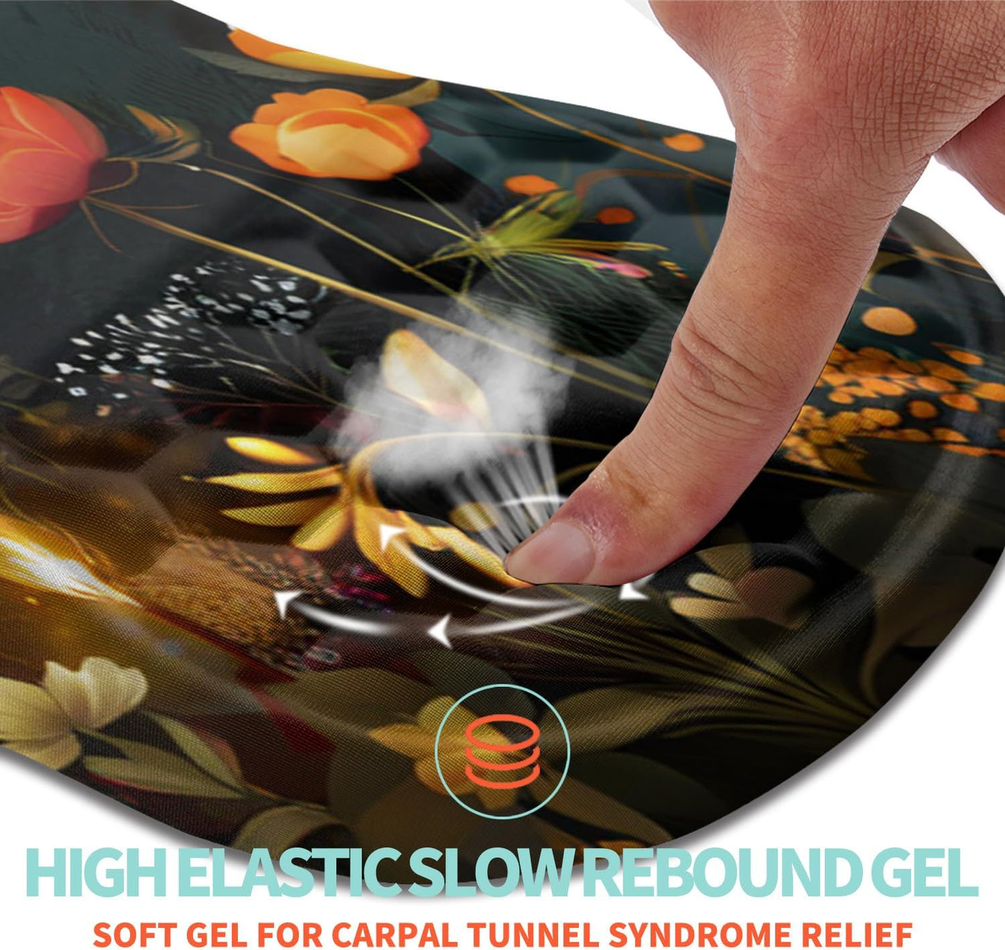 Ergonomic Mouse Pad Wrist Support with Memory Foam Massage Bulge, Carpal Tunnel Pain Relief Mousepad Wrist Rest for Mouse(12x8 inch, Midnight Forest)