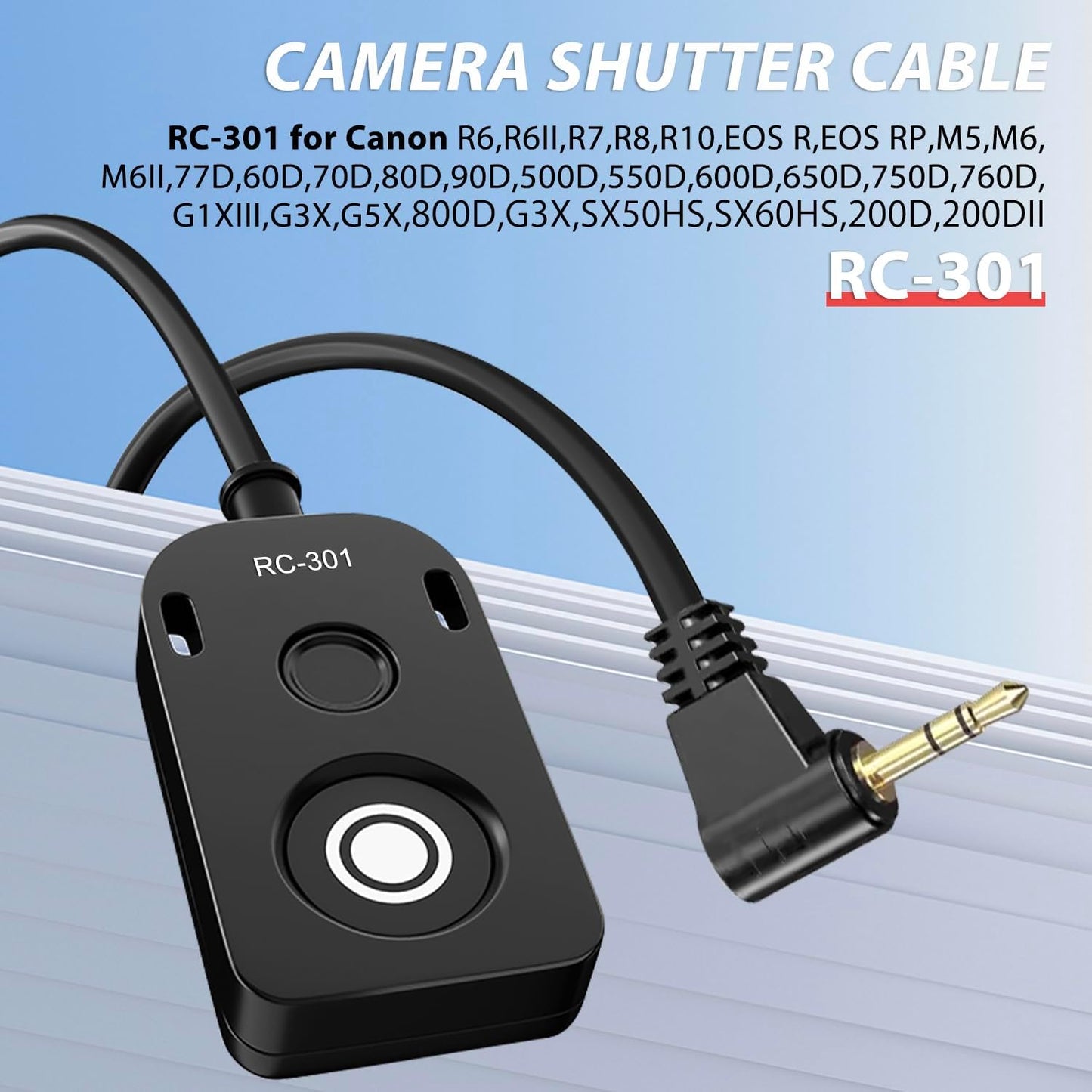 RS-60E3/RR100 for Canon/Fuji Remote Camera Cable Small Shutter Release Control 11.8inches Cable Remote Wired Button R100 R6 R8 R10 80D XT2/3/4/5 XH2S GFX100/S GFX50/S/II (RC301-2.5/E3 11.8in)