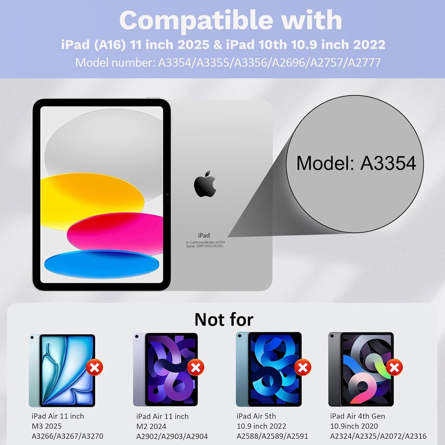 MoKo iPad 11th/10th Generation Case with Keyboard 2025/2024, 7 Colors Backlight & Multi-Touch Trackpad, Detachable Keyboard Folio Stand Cover with Pencil Holder, Lavender Purple