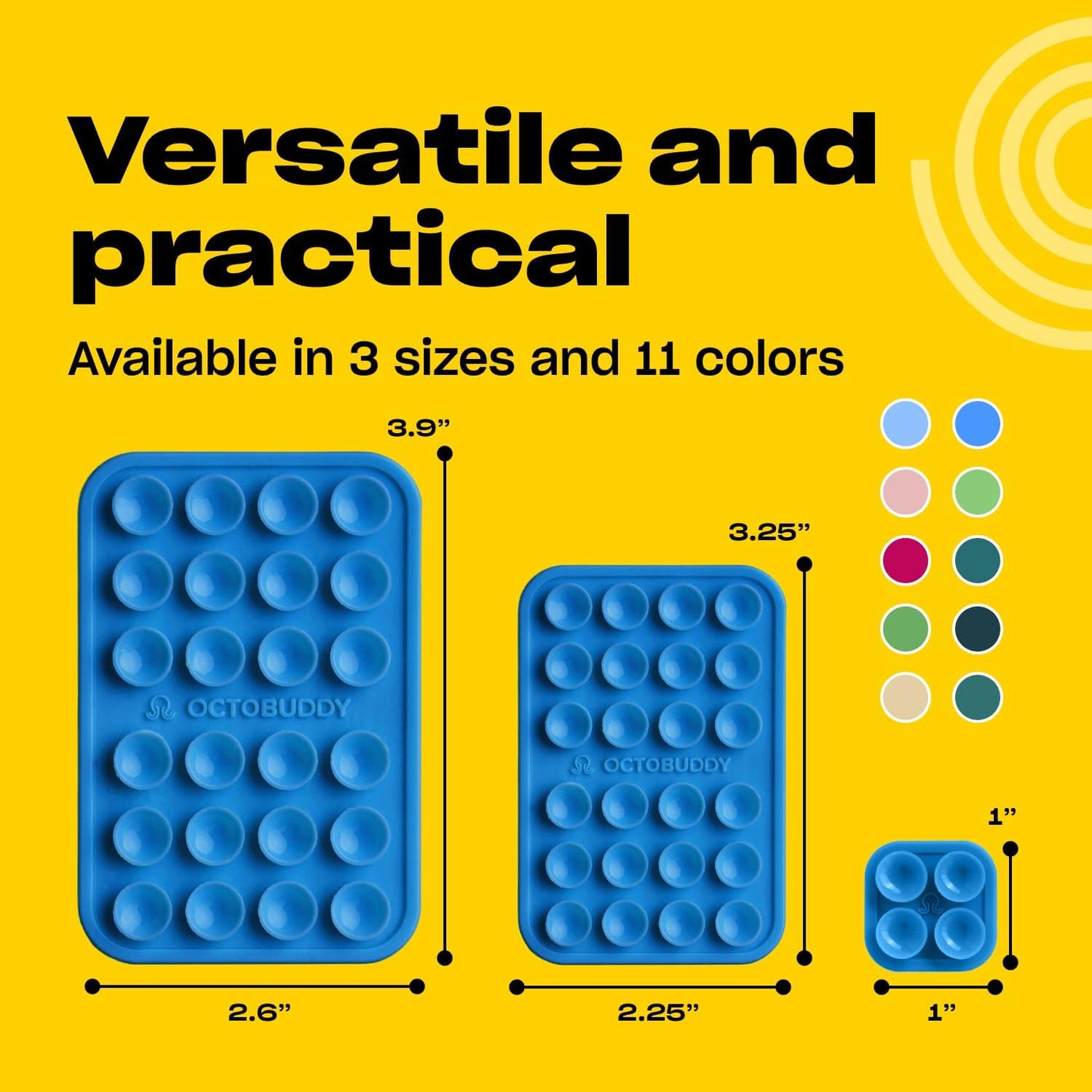 Classic - Silicone Suction Phone Case Adhesive Mount - Hands-Free, Strong Grip Holder for Selfies & Videos - iPhone & Android Compatible - 2.25″ x 3.25″, Blue Ashes