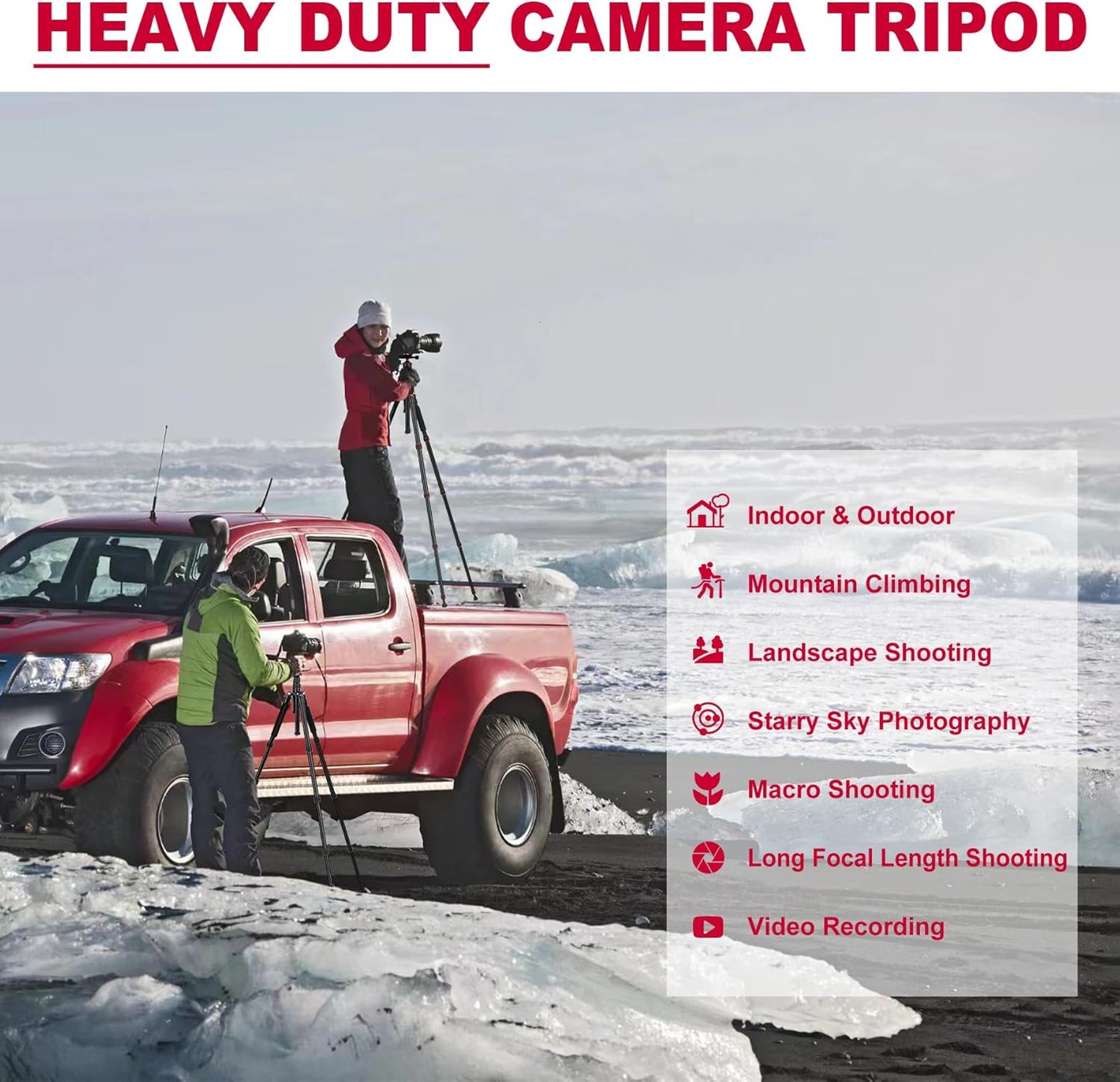 Victiv 80/85 inches Heavy Duty Tripod for Camera and Phone, 85" Camera Monopod Tripod, DSLR Binoculars Spotting Scope Camcorders Video Tripod Stand, 360 Degree Ball Head, 35 lbs Loads