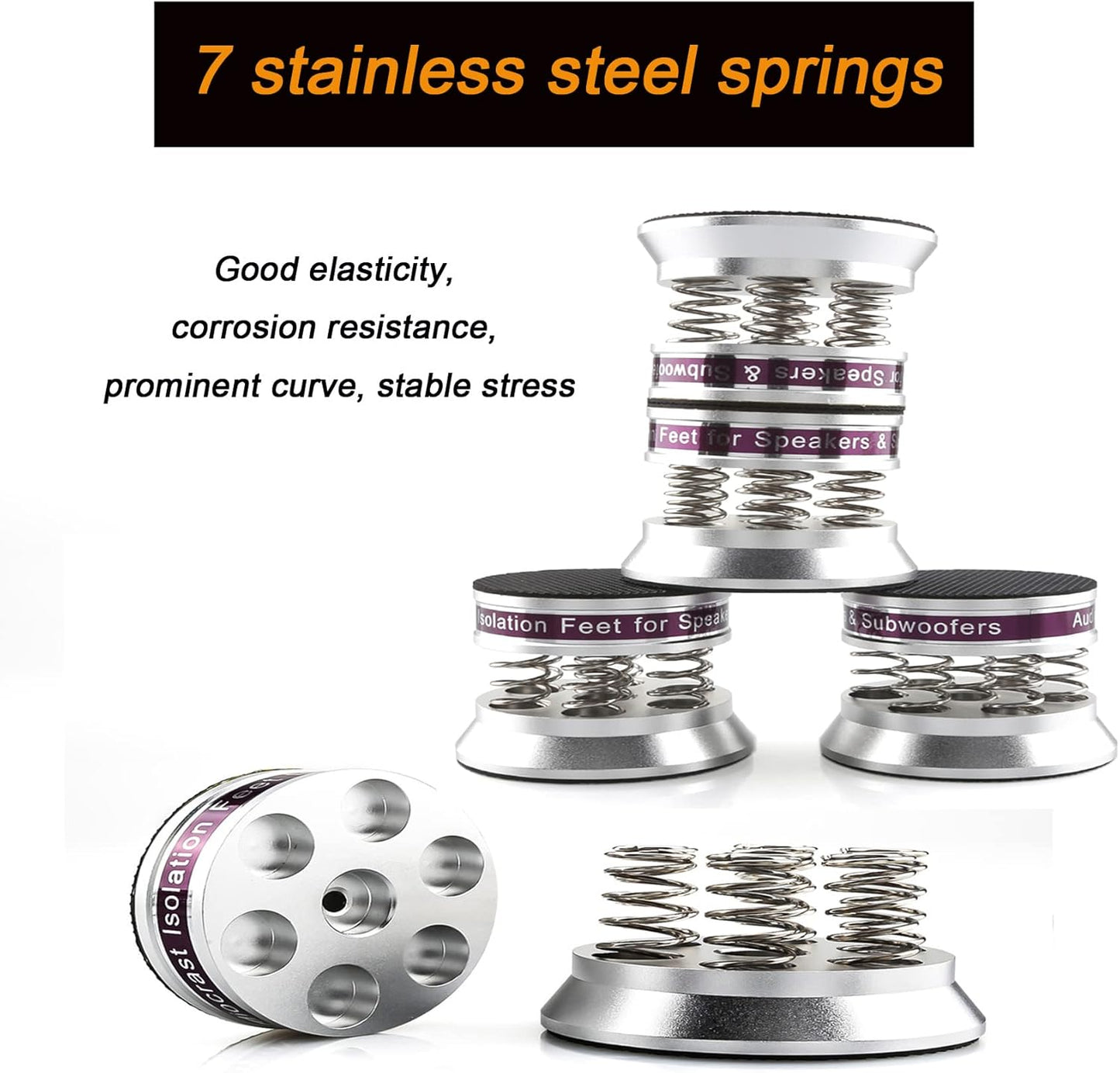 Tertullus 4 Pcs Speaker Isolation Feet 43mm×38.5mm Audio Shock Absorber Floor Protectors Dampening Pad Rubber Pads Anti-Vibration Pads for Turntable Amplifier DAC Subwoofer Audio Equipment