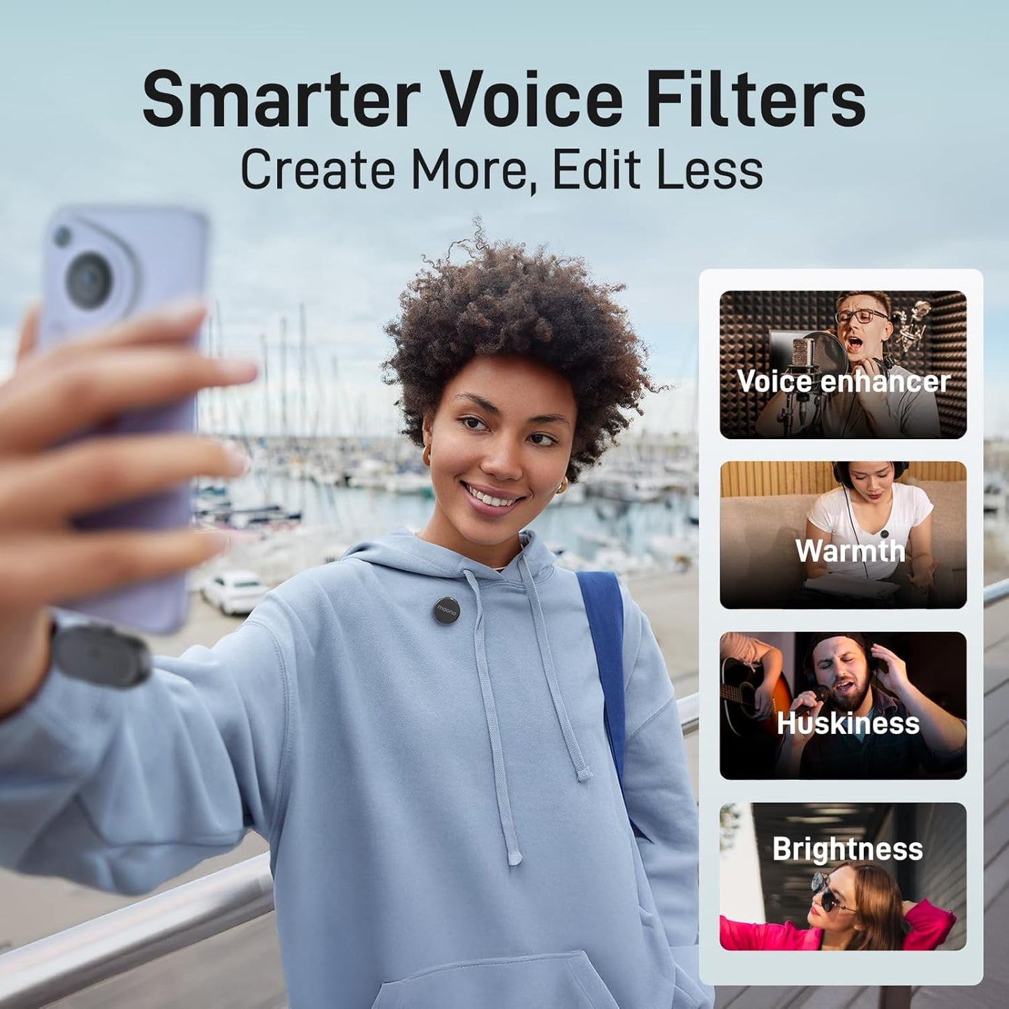 MAONO Wireless Lavalier Microphone for iPhone 14 and Below, MFi Certified Lightning Plug, 48KHz 24Bit, 1000ft Range, Voice Filter, Noise Cancellation, 30H Use for Video Recording, Streaming - Wave T5