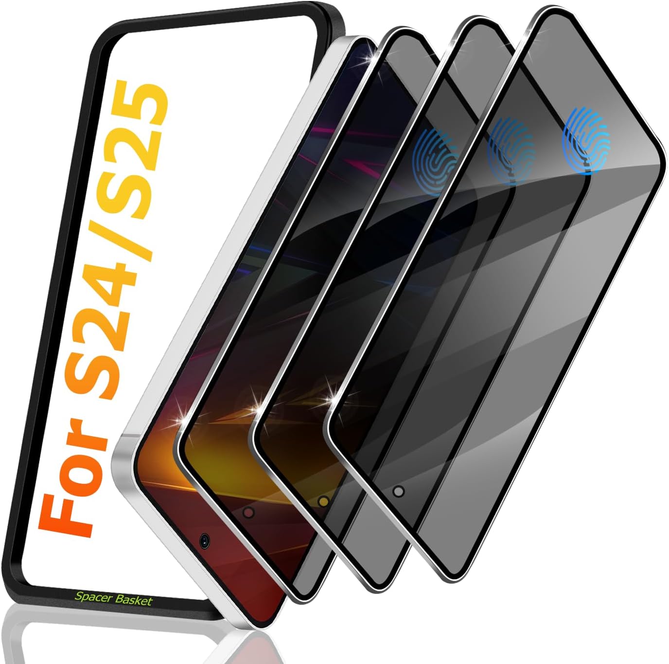 3 Pack Galaxy S24/S25 Privacy Anti spy Screen Protector, ,9H Hardness Tempered Glass,Anti-Glare Anti-Scratch, Smooth and Responsive Absolute, No Bubbles,High Definition Clear,With Installation Frame