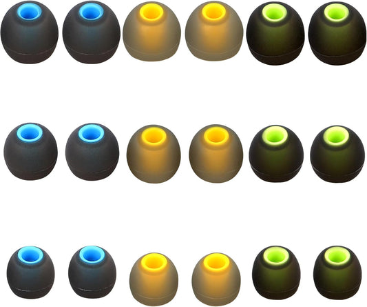 Silicone Earbud Tips for Most In-Ear Earbuds (Inner Hole 3.8mm -5.1mm) - 9 Pairs S M L