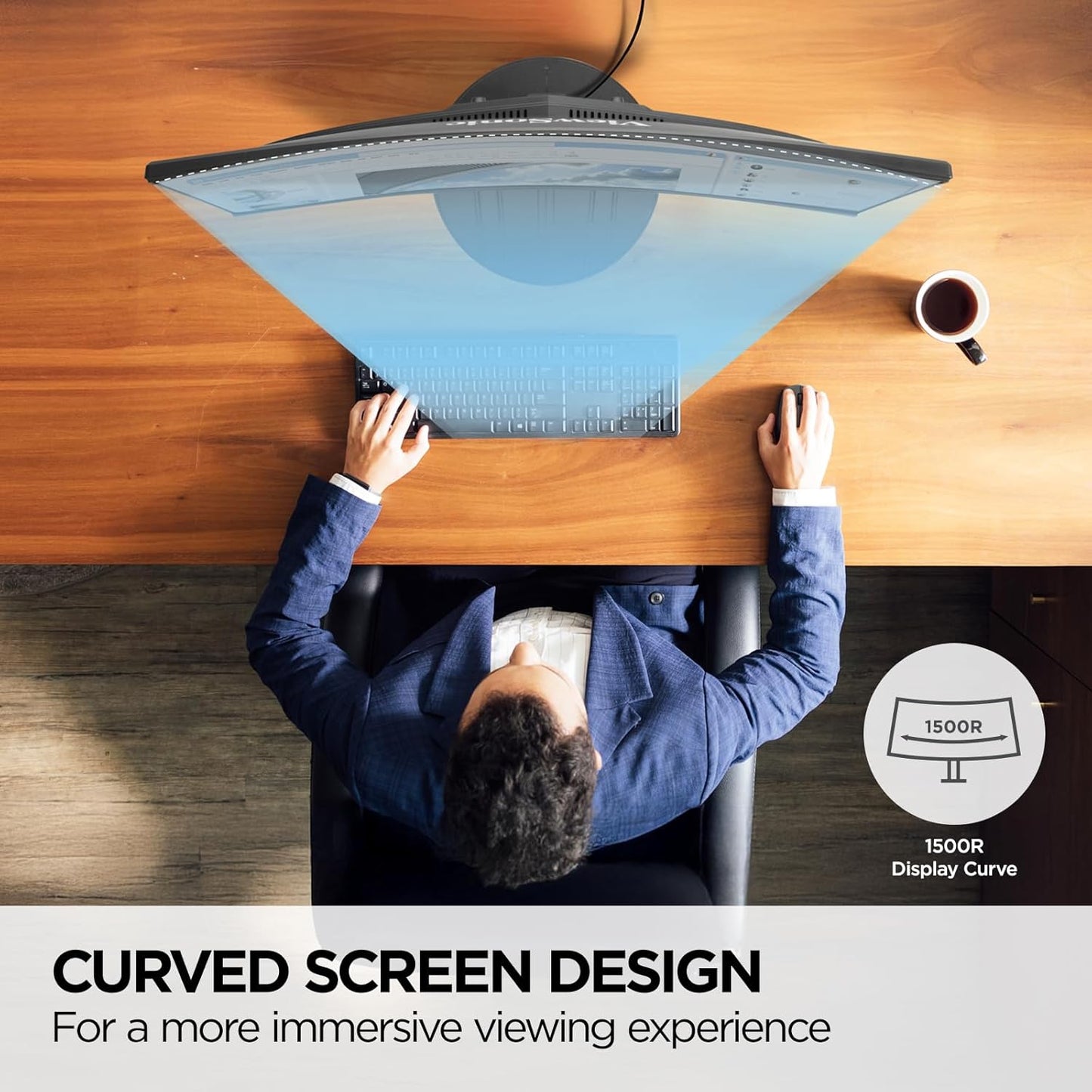 ViewSonic VA2416C 24 Inch Full HD 1080p Frameless Curved Monitor with Variable Refresh Rate, Eye Care, HDMI, and DisplayPort Inputs for Home and Office