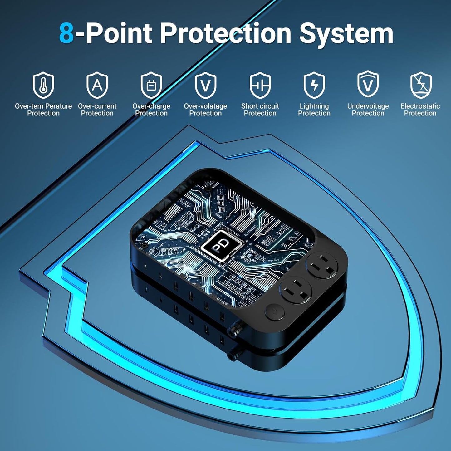 Catlyn Charging Station for Multiple Devices, 8 Port Charger Stations with 6 Mixed Charger Cables Organizer Dock,Compatible for Cell Phone,Tablet, Kindle, iPhone iPad for Family Home