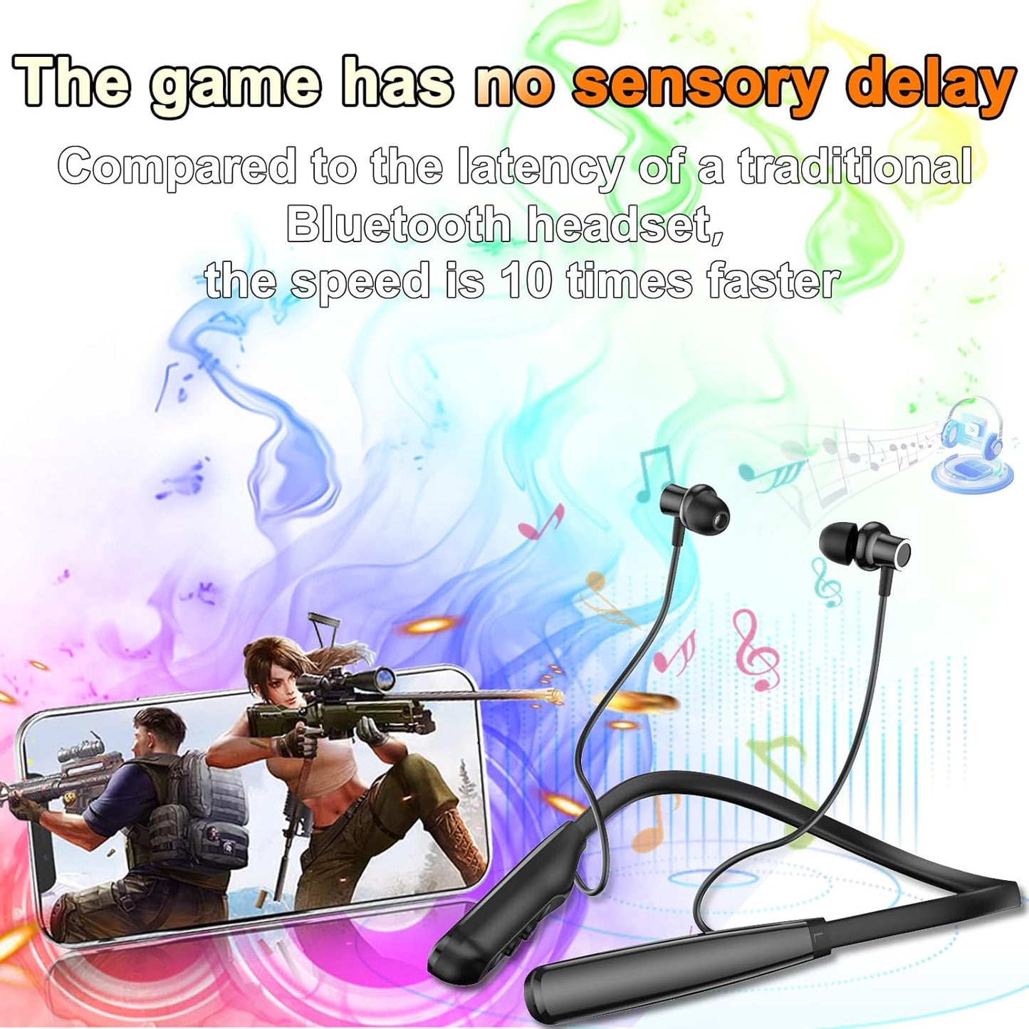 Neckband Bluetooth Headphones, 6.0 Bluetooth 100 Hours Playtime，IPX7 Sports Waterproof Earbuds with Microphone Noise Cancelling with HiFi Speakers Multiple Switchable Sound Modes