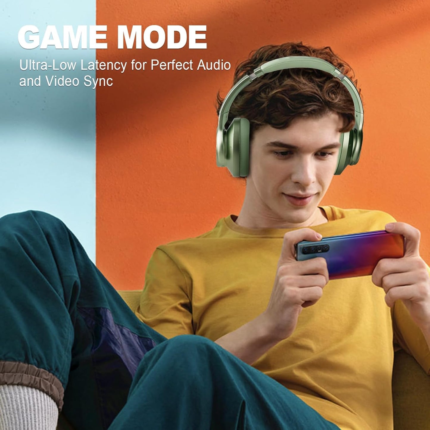 TUINYO Wireless Headphones - Noise Cancelling Over Ear Bluetooth Headphones with 60H Playtime, Deep Bass Hi-Fi Stereo Sound & Comfortable Earpads for Travel, Home and Office-Green…