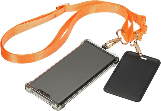 PATIKIL Universal Cell Phone Lanyard, Adjustable Crossbody Phone Strap Anti-Theft Polyester Neck Lanyard with Patches for Concerts Gym Travel Secure Hands-Free Carry, Orange