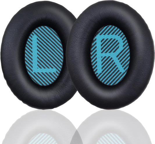 Ear Pads for Bose Quiet Comfort 35 Soft Protein Leather Replacement Earpads Ear Cushions Ear Pad for Bose QC 45/35 / 25/15 QC2 / Ae2 / Ae2i / Ae2W / Sound Link/Sound True (QC25-Black&Blue)