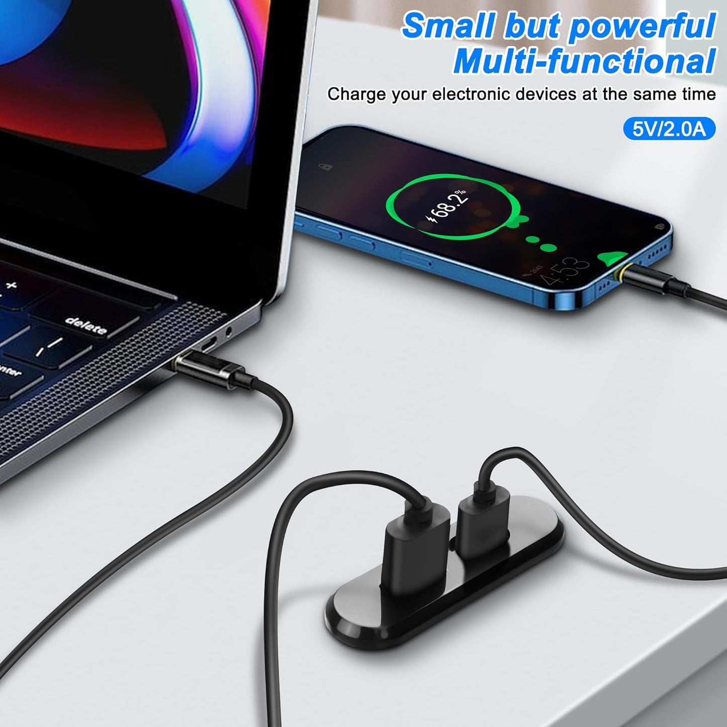 XMSJSIY USB USB C Desk Power Grommet Outlet 5V/2A USB/Type-C Embedded Charging Port Phone Desktop Charger Scoket Station for Sofa Table Bedside Workbench Office,Home-1.2M/3.9FT