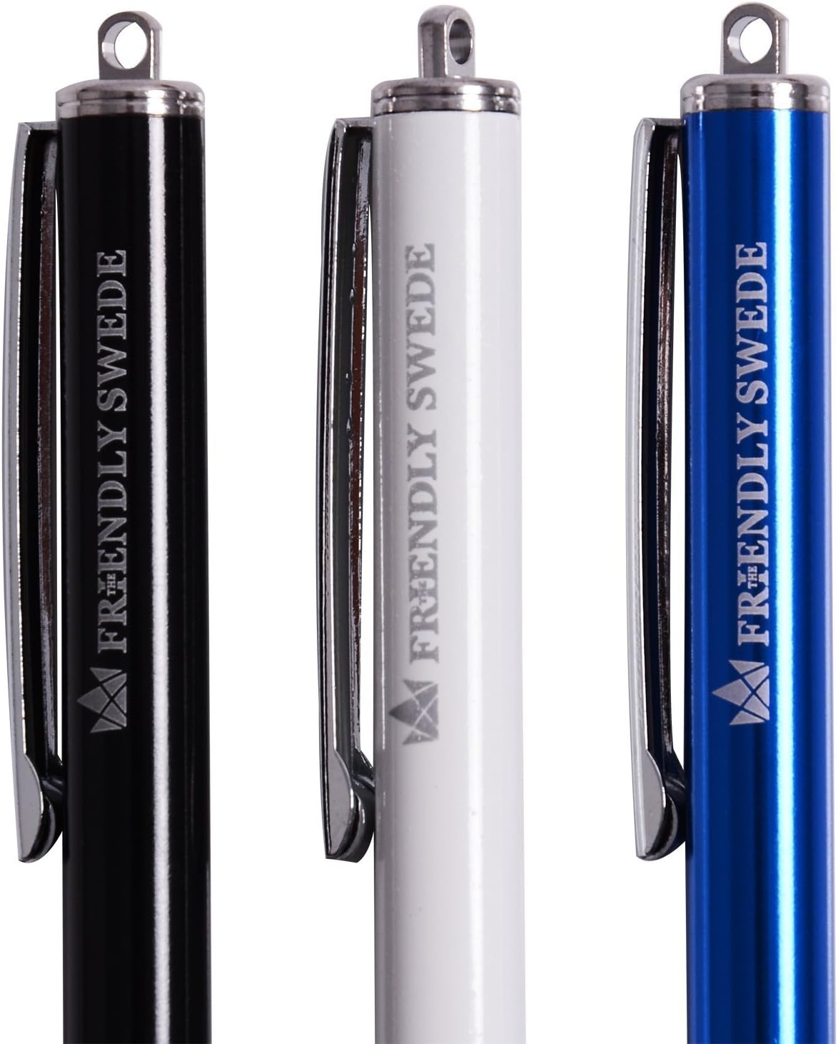 The Friendly Swede Mesh Tip Stylus Pen for Touchscreen — 3-Pack Micro-Knit Capacitive Stylus Pen for iPad & iPhone with 3 Replaceable Fiber Tips, Elastic Lanyards & Screen Cleaning Cloth