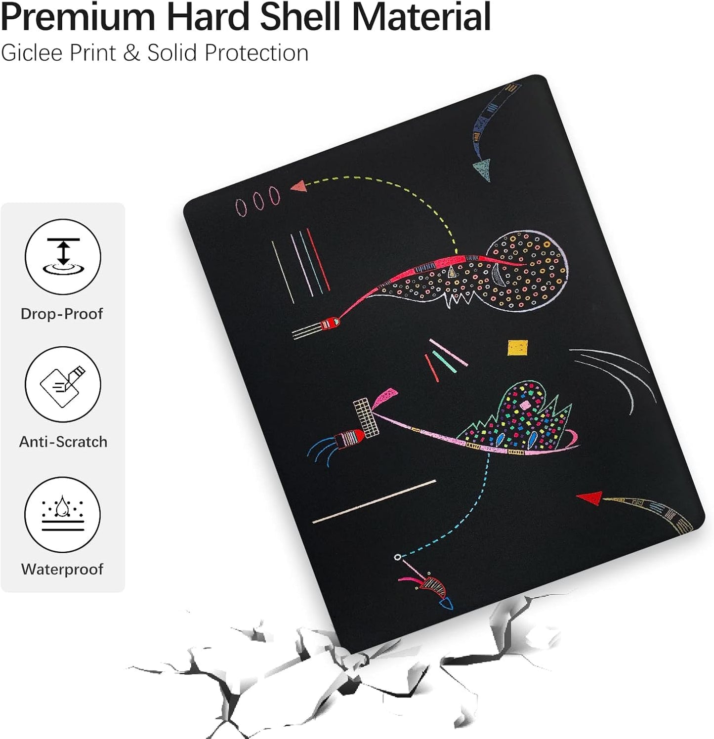 Berkin Arts Compatible with MacBook Air 13 inch Cover, 2022-2018 Release A1932 with Touch ID with Keyboard Cover & Screen Protector Naive Art Illustrated (Two Sides by Kandinsky)