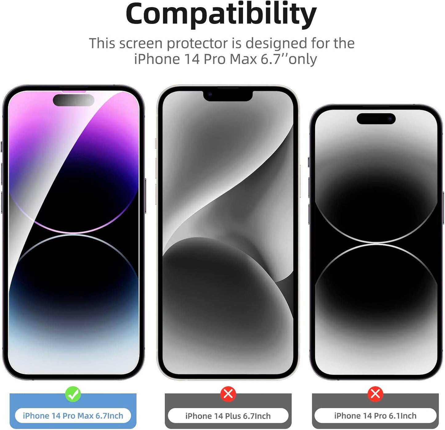 NEW'C 3 Pack Designed for iPhone 14 Pro Max Screen Protector(6.7"),Enhanced Tempered Glass Protection, Case Friendly Anti Scratch Bubble Free Ultra Resistant