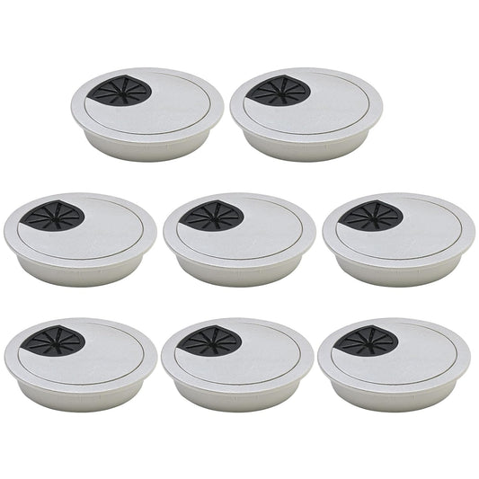 Desk Grommet 2-3/8" (60 mm), Desk Cord Hole Cover, Cable Grommet ABS Plastic, Desk Hole Grommet for Office and Home Table Cable, Detachable Cable Cord Organizer (Silver Sand 8 Pcs)