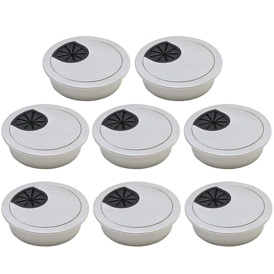 Desk Grommet 2-1/16" (53 mm), Desk Cord Hole Cover, Cable Grommet ABS Plastic, Desk Hole Grommet for Office and Home Table Cable, Detachable Cable Cord Organizer (Silver Sand 8 Pcs)