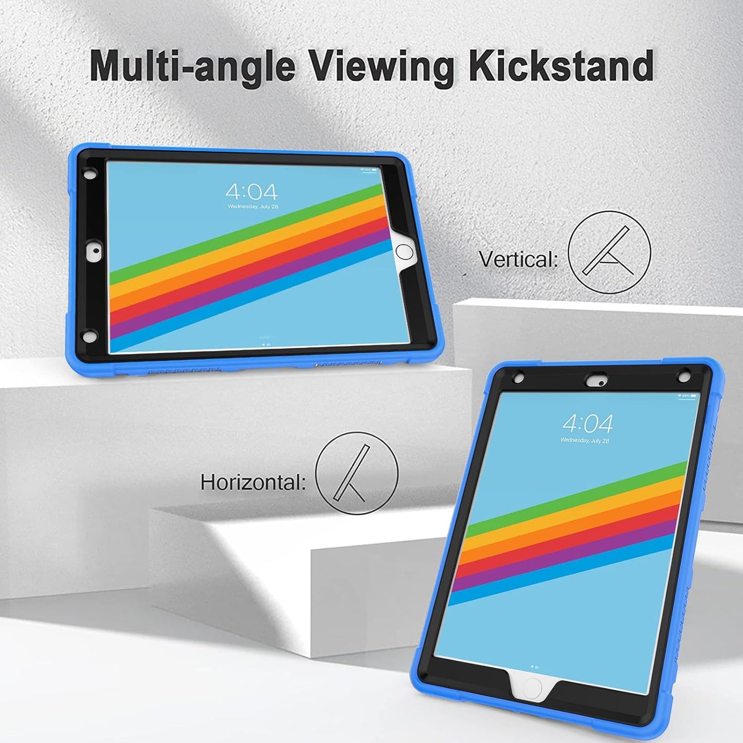 Rantice iPad 9th Generation Case, iPad 8th Generation Case, iPad 7th Generation Case, Hybrid Shockproof Rugged Drop Protection Cover with Kickstand for iPad 10.2'' (Blue+Black)