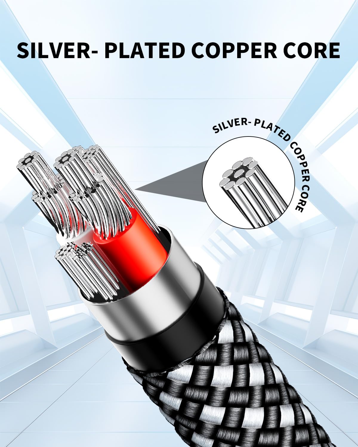 Aux Cord 6.6FT/2m, New 3.5mm Audio Cable - Nylon Braided 3.5mm Male to Male AUX Cable Cord for Car, Headphones, Home Stereos, Speaker