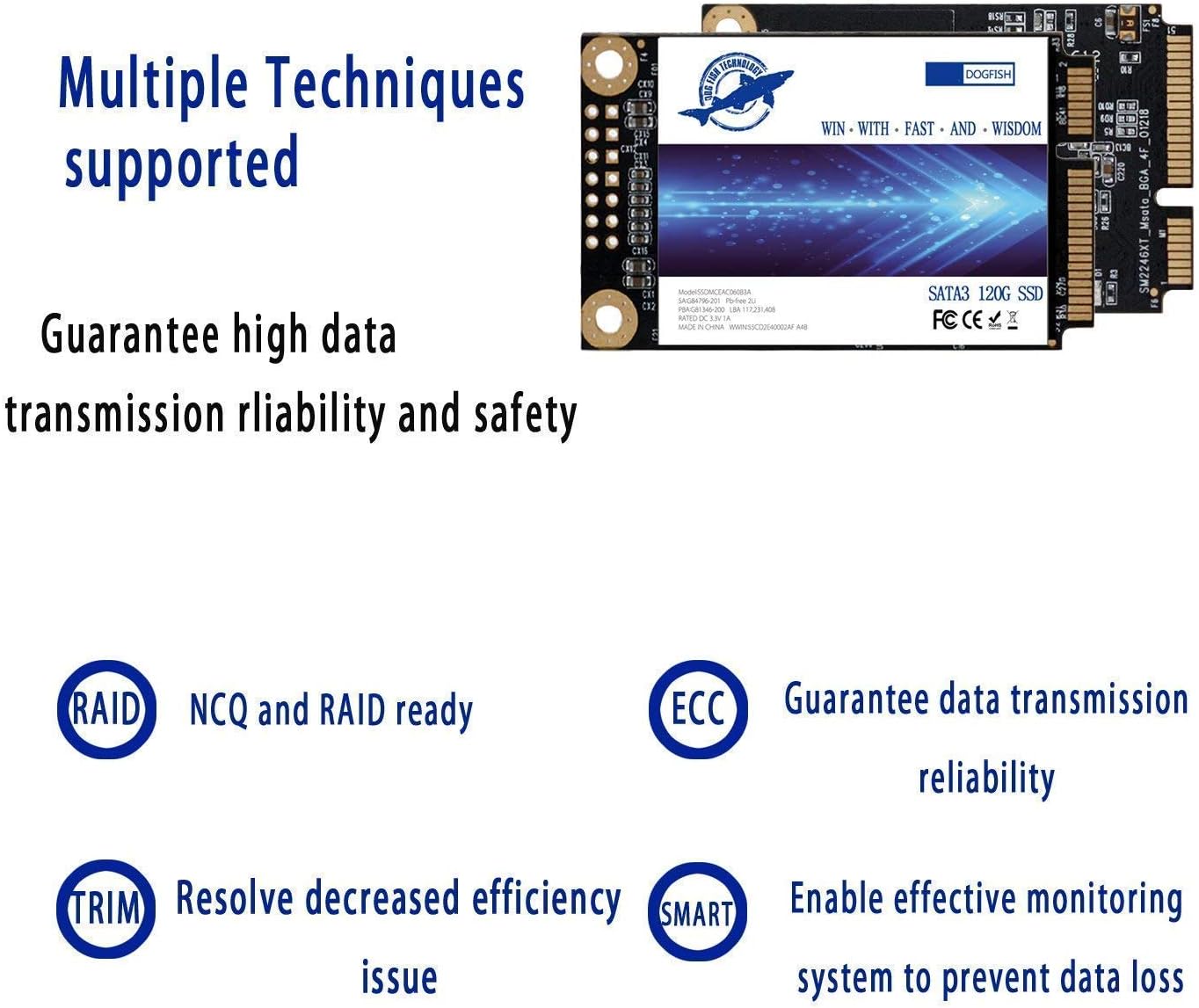 Dogfish SSD Msata 128GB Internal Solid State Drive Mini Sata Disk Drive High Performance Hard Drive for Desktop Laptop Notebook (MSATA, 128GB)