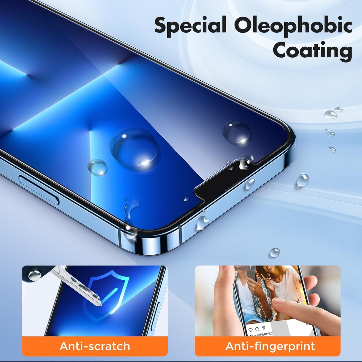 UNBREAKcable Screen Protector for iPhone 14/13/13 Pro [2-Pack] Double Shatterproof Tempered Glass [Easy Installation Frame] [9H Hardness] [99.99% HD Clear] [Bubble Free] for Apple 14/13/13 Pro 6.1''