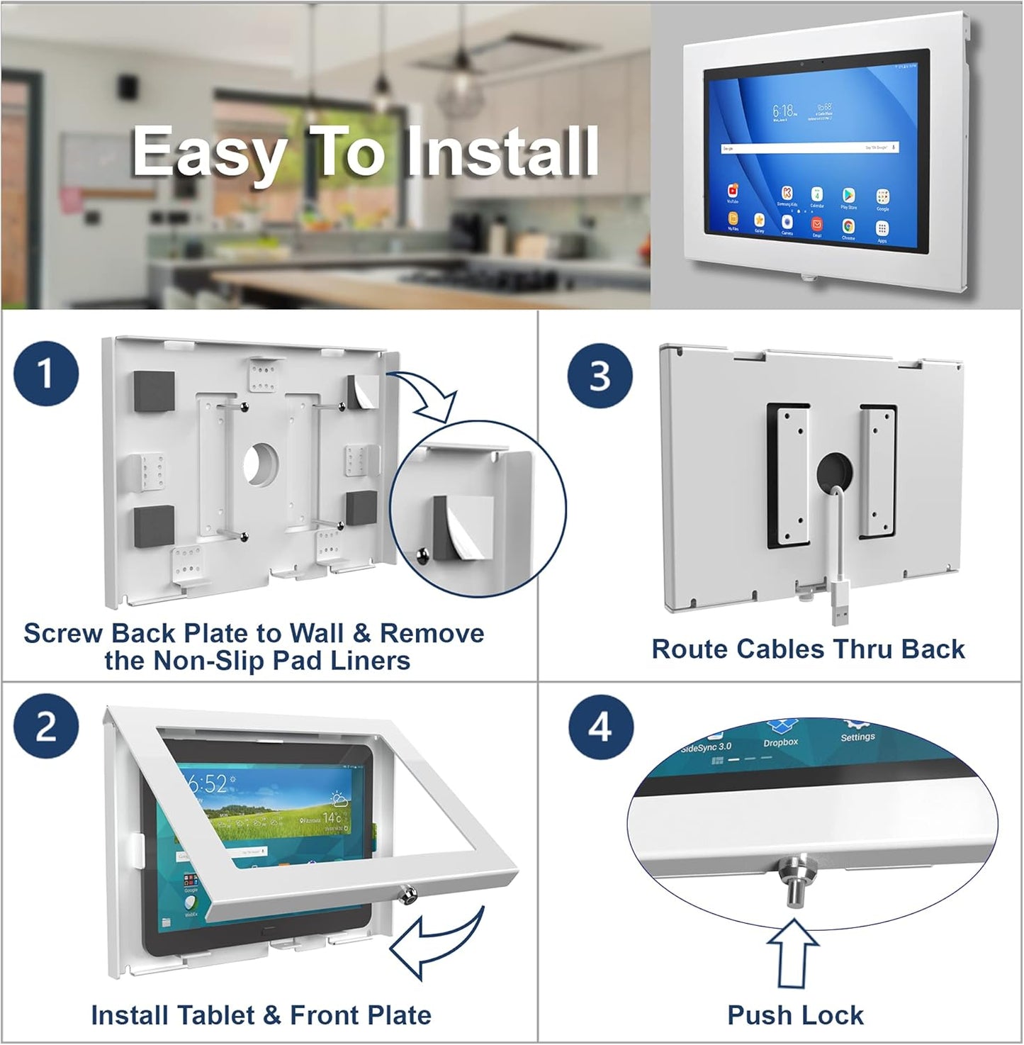 TABcare Locking Anti-Theft Metal Case for Samsung Galaxy TAB A 10.1 2016 Tablet for Kiosk, POS, Store, Show Display, Time Clock (TAB A 10.1 SM-T580, White)