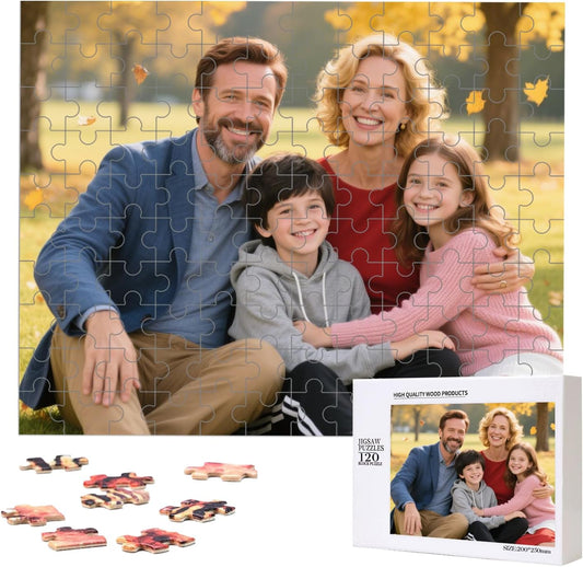 Custom Puzzle, Personalized Puzzle for Photos, Customized Puzzle 120/200/300/500/1000/1500 Pieces for Family, Christmas, Pet, Birthday, Wedding Gift