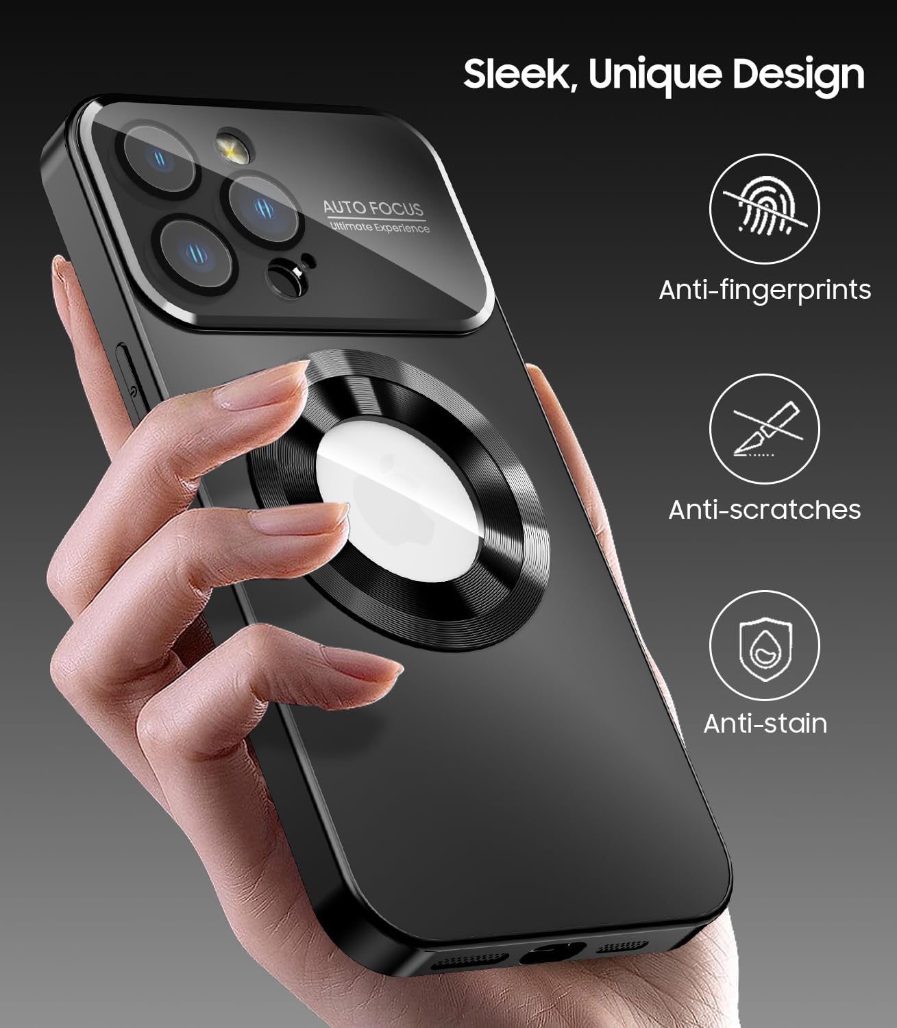 Magnetic for iPhone 13 Pro Max Case, Compatible with MagSafe, Built-in Camera Lens Protector, Logo View, Military Grade Drop Proof Phone Case Cover, Black