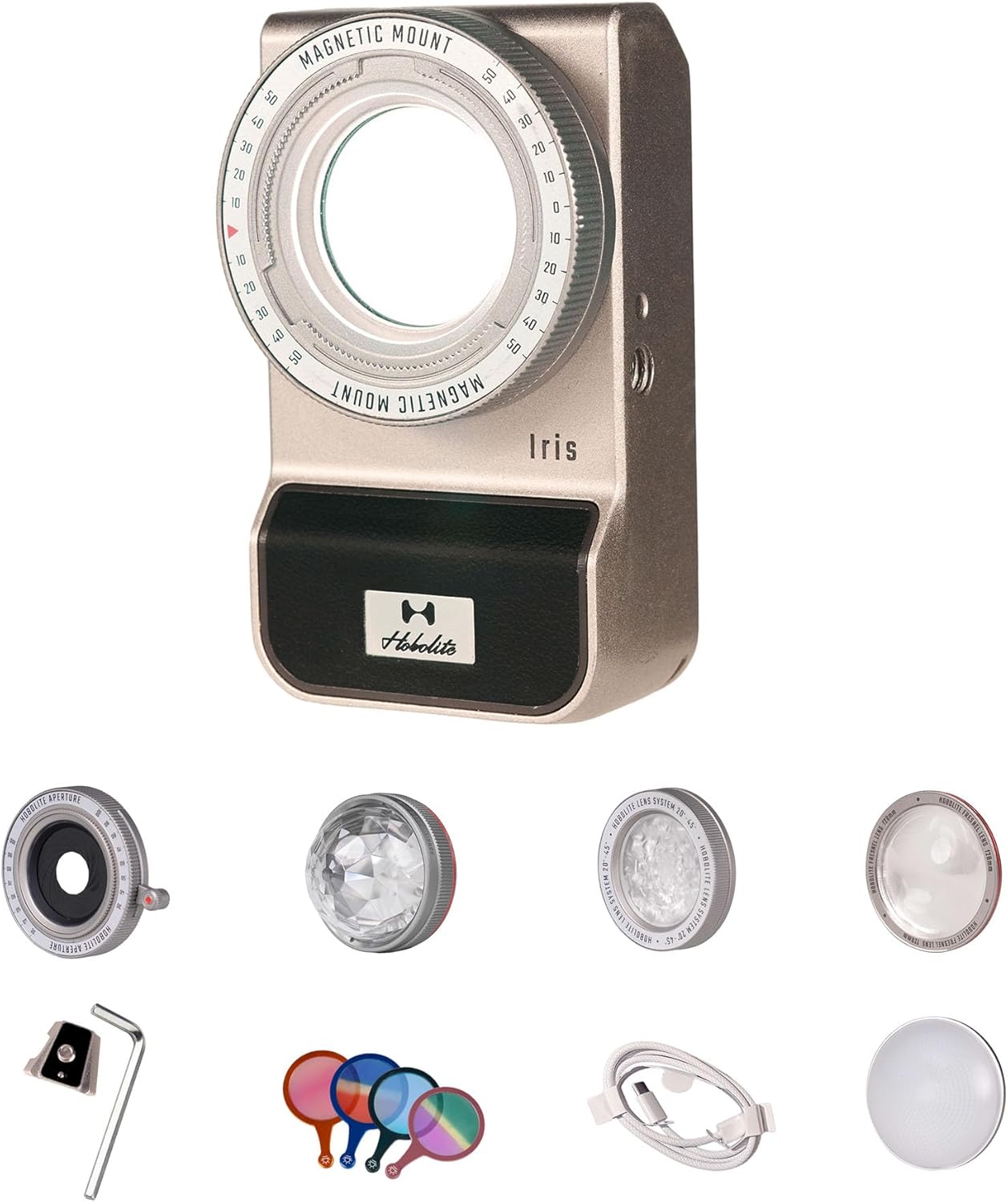 Iris Portable LED Photography Light Creator Kit with LCD Display, App Control, CRI/TLCI 96+, 2700-6500K Bi-Color On Camera Light for Content Creators, 5W, Black