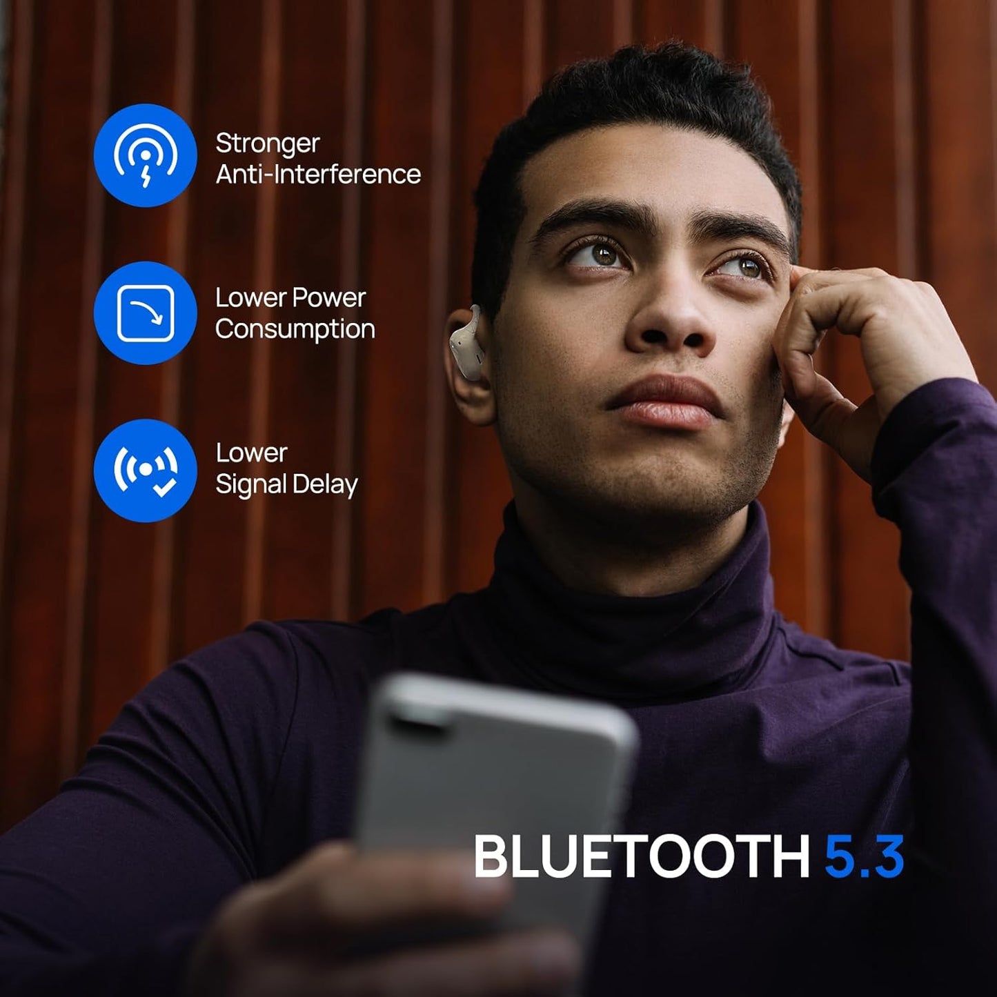 Open Ear Earbuds,Wireless Headphones with Earhooks,Earphones Wireless Bluetooth Air Conduction,Ultra-Comfort,Clear Calls,30H Playtime,IP54 Waterproof