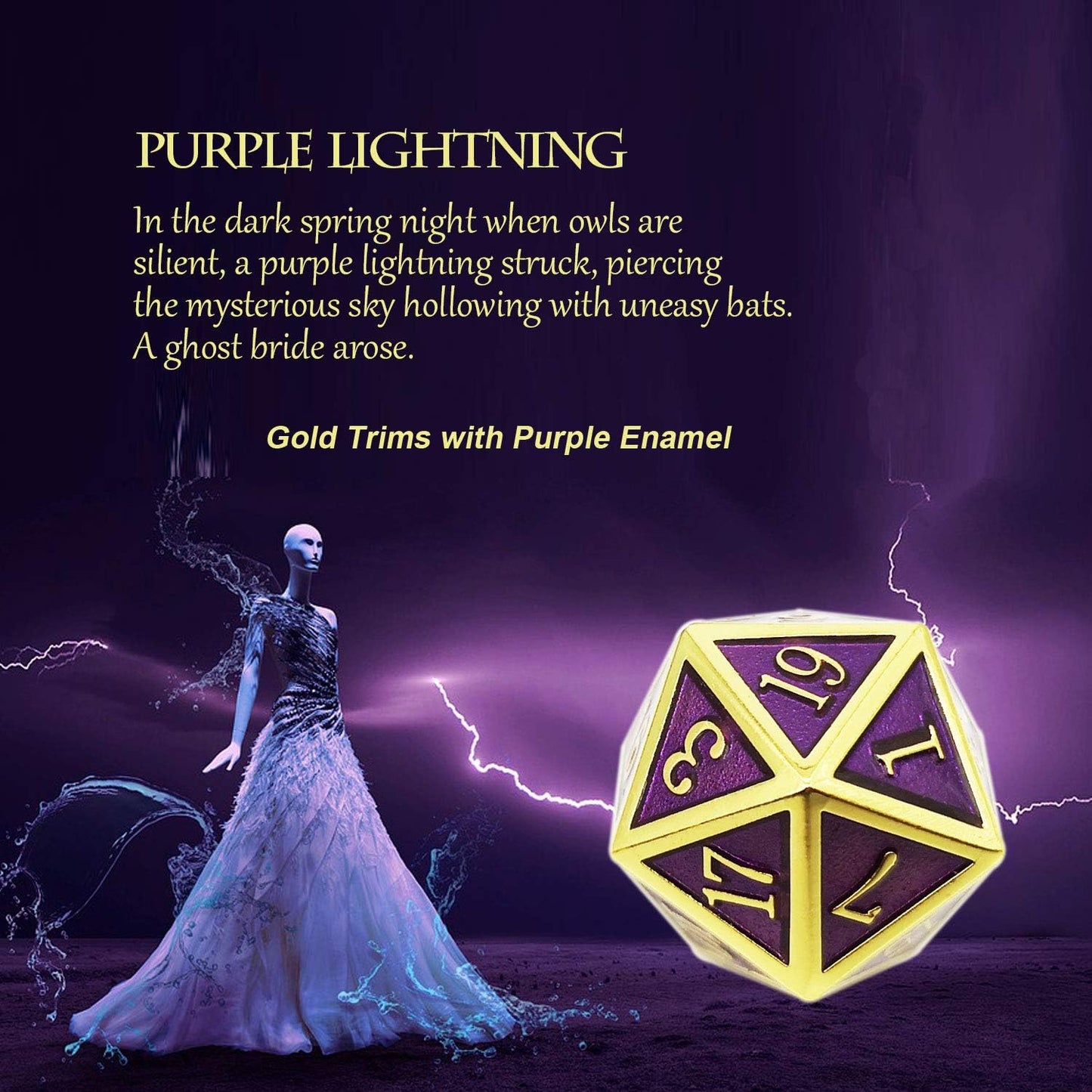 Haxtec D&D Metal Dice Set Gold Purple DND Dice Compatible with Dungeons and Dragons Gifts RPG Roleplaying Dice