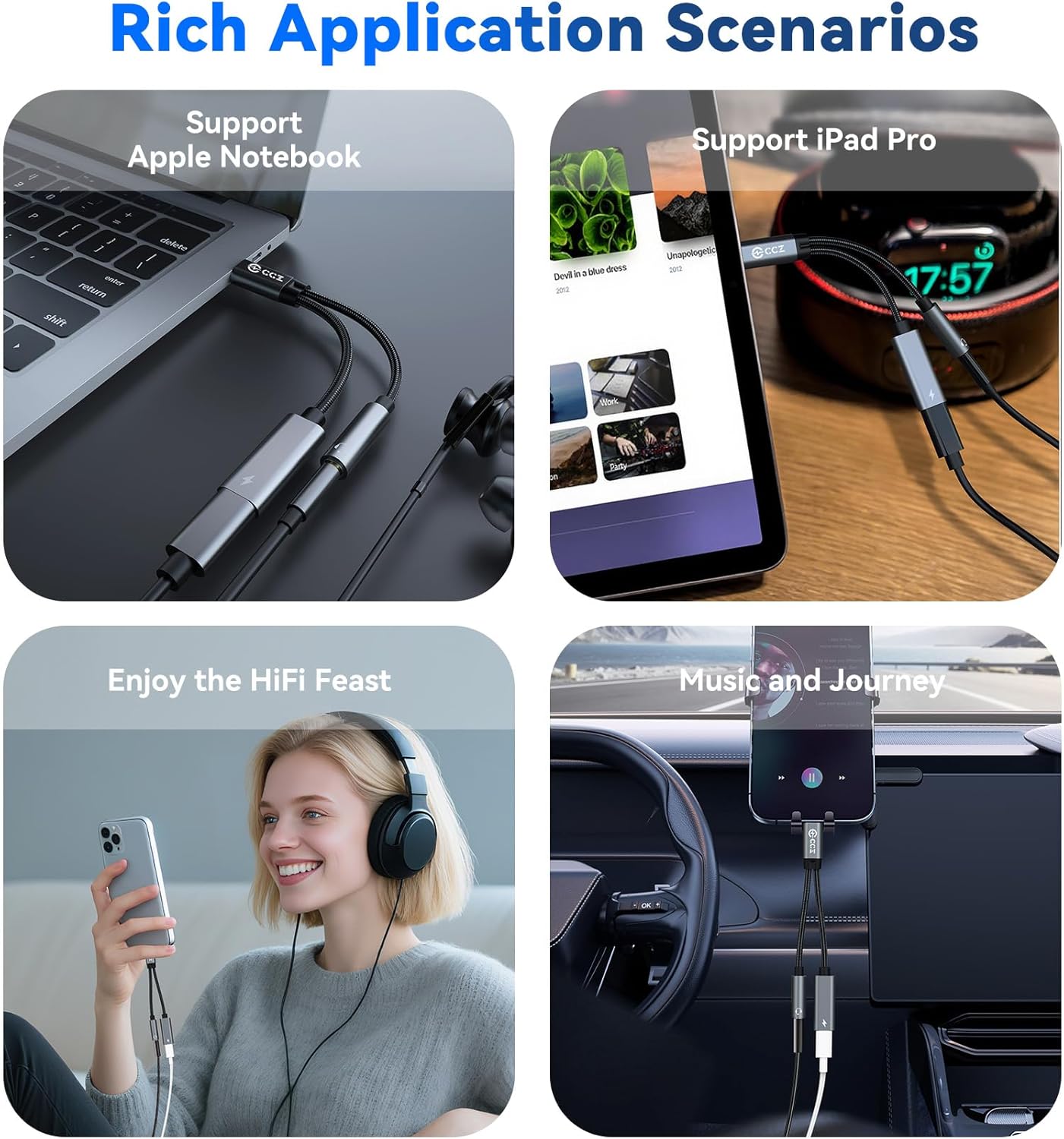 USB Type C to 3.5mm Headphone and Charger Adapter,2 in 1 USB C to Aux Audio Jack Hi-Res DAC with Charging for Earphones,Compatible with Samsung Galaxy S25/S24/S23/S22+(USB-3.5MM, 5Pack)