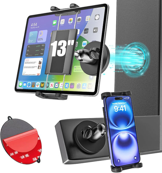 Metal iPad Magnetic Mount for Tractor/Golf Cart/Forklift/Vehicles/Gym/Fridge/Metal Surface, Magnetic Tablet Holder Mount Compatible with 4-13" iPad Pro, Air, Mini, Galaxy, Phone