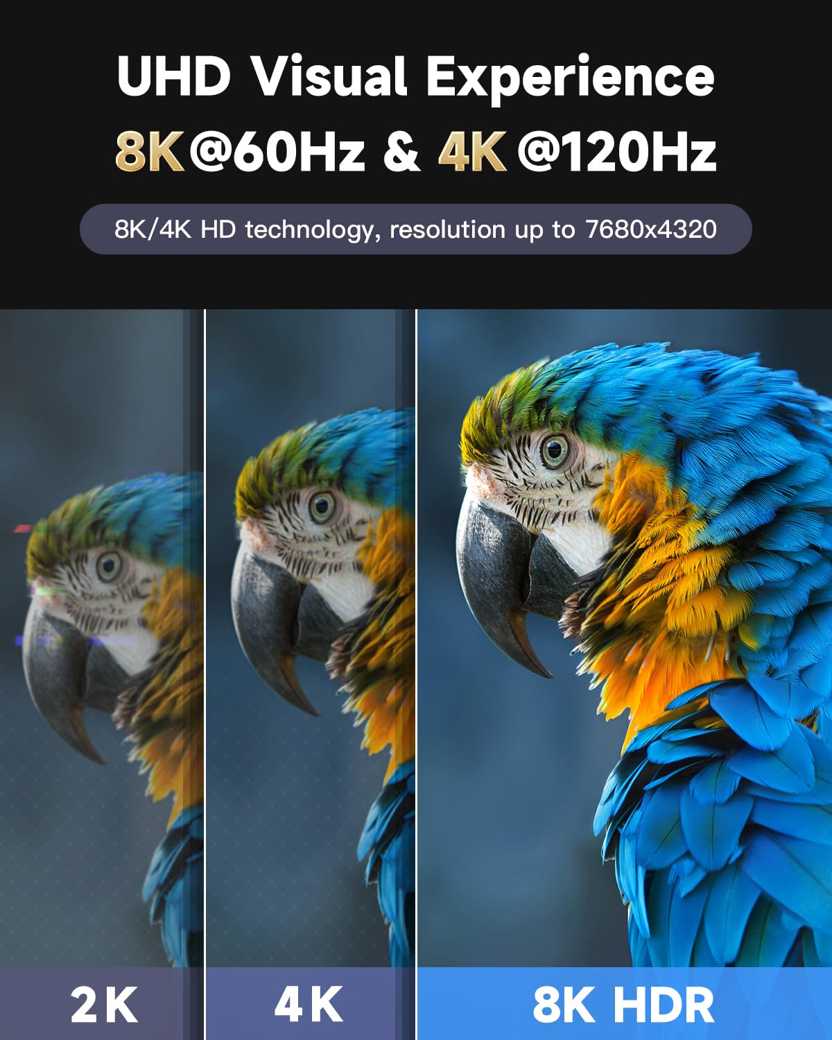 ARISKEEN 8K HDMI Cable 17 FT, 48Gbps High Speed HDMI 2.1 Cable, 8K 60Hz, 4K 120Hz 144Hz Braided HDMI Cord - 17 Feet