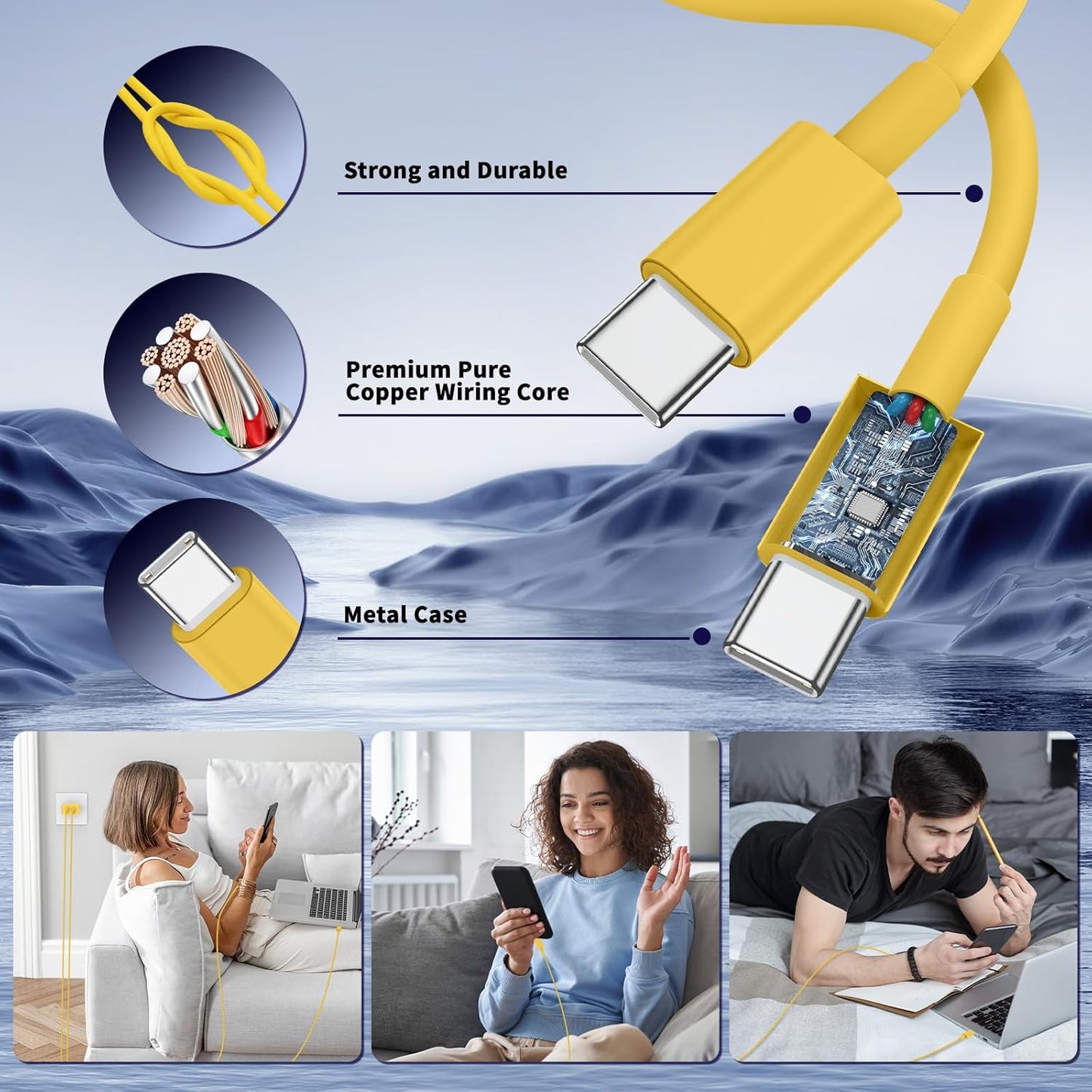 iPhone 16 15 Pro Max Charger Fast Charging,45W Dual Port USB C Fast Charger Block [2-Pack] & Extra Long 60W 3/6/10/10FT USB C Cable - PD Quick Adapter 3.0 for iPhone 16 15/16 15Pro/16 15 Plus.