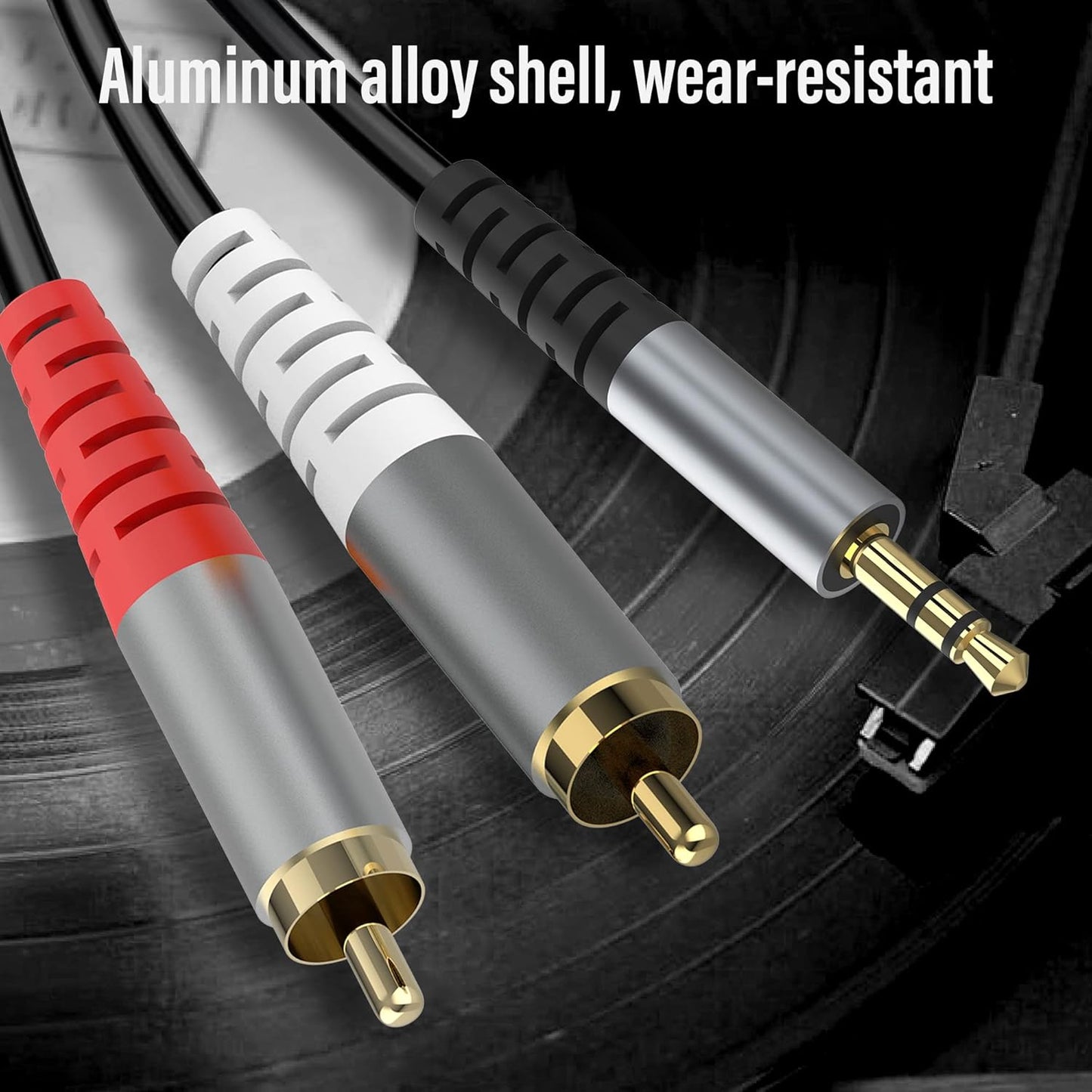 RCA to 3.5mm AUX Cable, (1M/3.3Feet) 3.5mm 1/8 to RCA 2-Male Headphone Jack Adapter Y Splitter Premium Stereo Audio Cord for Smartphones, Tablets, HDTV,or MP3 Players, Speakers