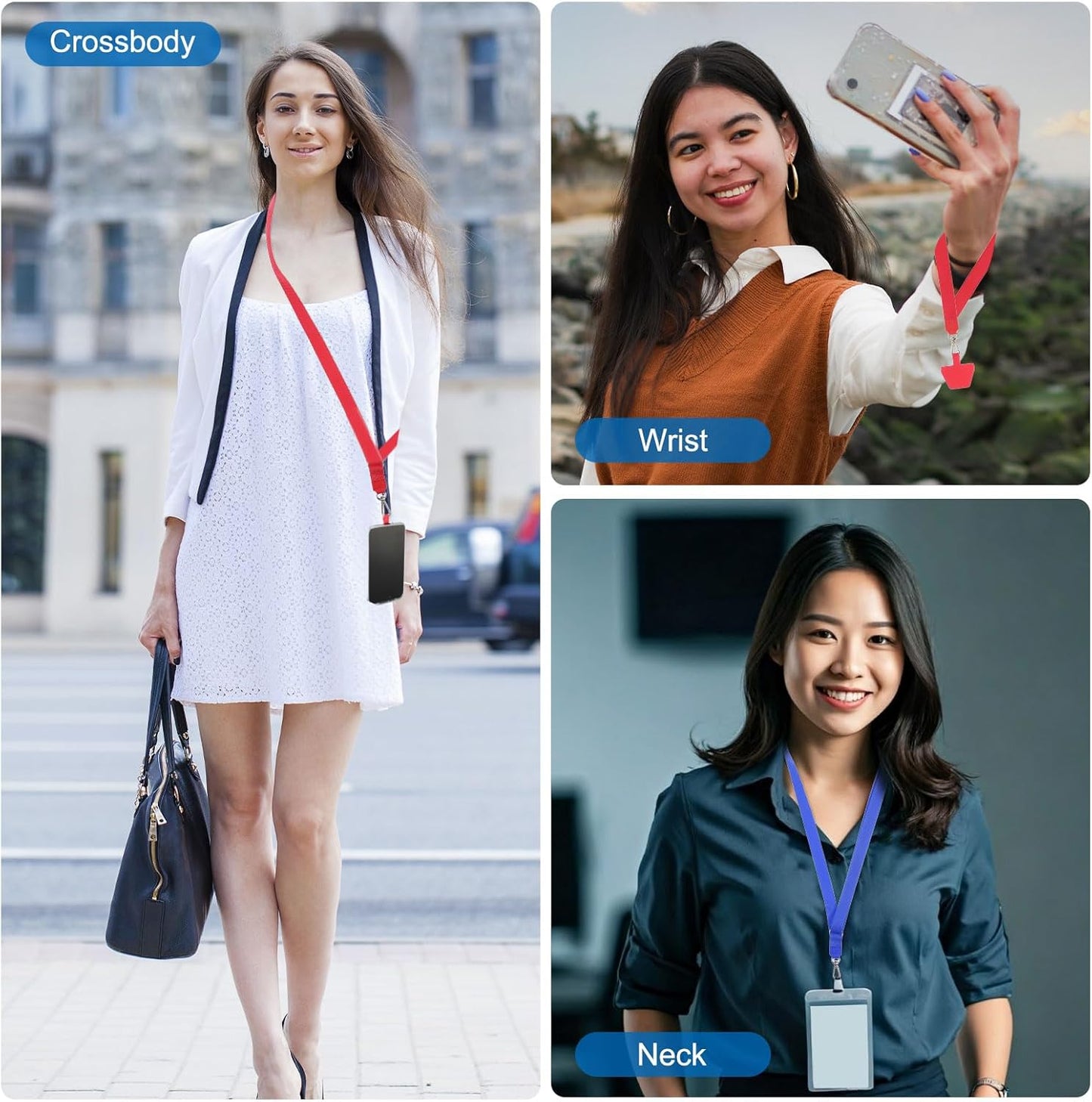 PATIKIL Smart Phone Lanyard with Wrist Strap and Patches for Most Smartphones ID Badges Keychain